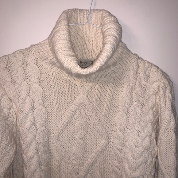 Aran Sweater Market Cream Cable Knit 100% Merino Wool Sweater M - Picture 12 of 13
